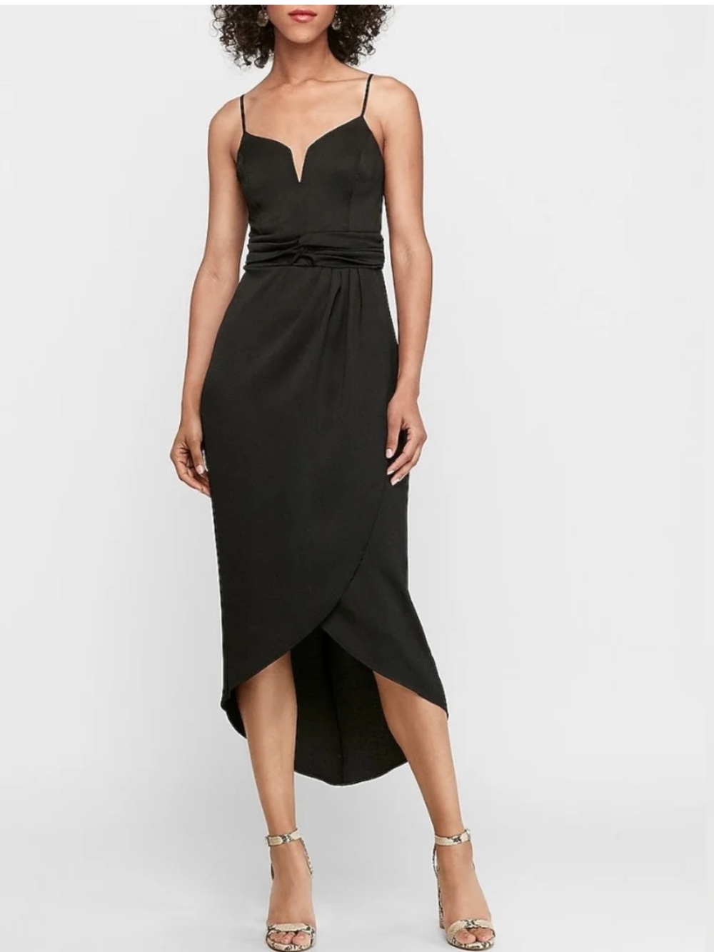 Express Black High-Low Spaghetti-Strap Wrap Dress size S